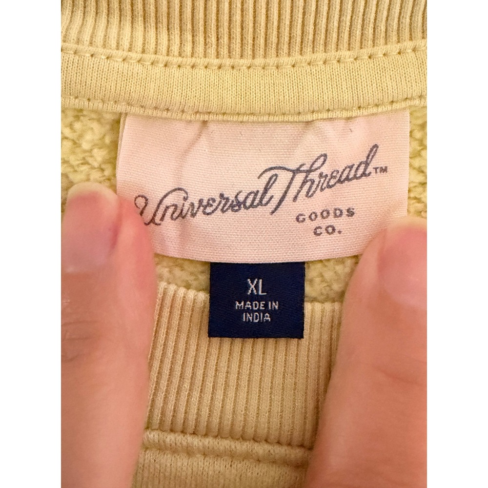 Universal Thread Sweatshirt Women XL Bright Lemon Lime Crewneck Bubble Hem - Picture 4 of 8
